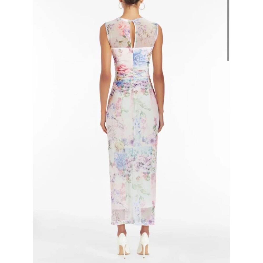 Amanda Uprichard Lyle Sheer Floral Midi rouged pastel Dress Womens MD bridal EUC - Picture 3 of 16